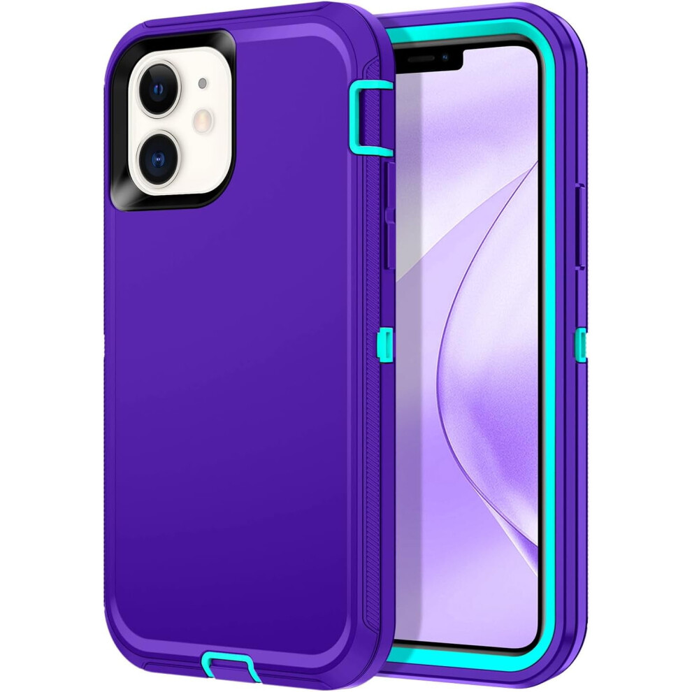 Shockproof Rugged Case For Iphone 11 (6.1") Â 3-Layer Dust & Drop Proof Full Body Protection, Purple/Green 9426043808679