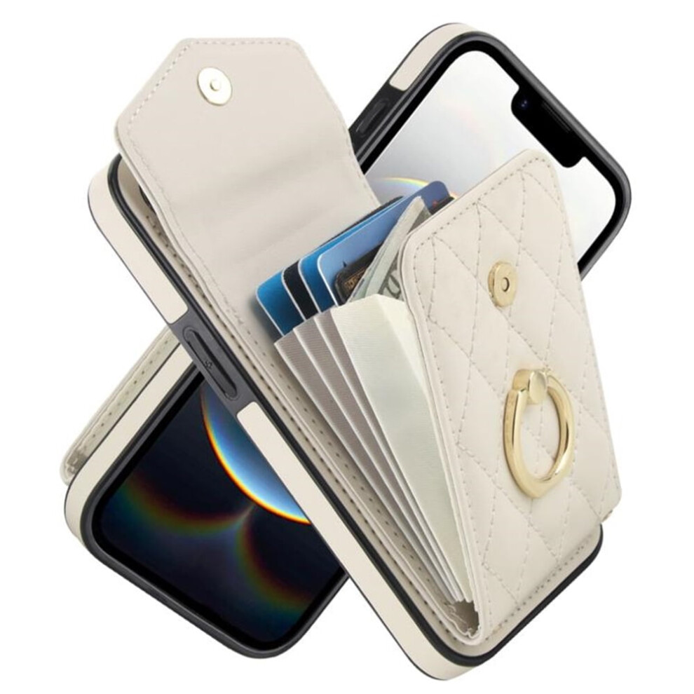 Compatible With Iphone 16E Pu Leather Wallet Case With Rfid Shielding, Adjustable Ring Holder & Detachable Crossbody/Wrist Strap Â White 9426043808464