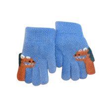 Gloves Children's Winter Knit Half-Finger Dinosaur Print
