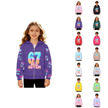 Girls Cartoon Graphic Zip Up Hoodie Long Sleeve Pullover Jacket With Anime Print For Kids Casual Wear And Outdoor Activities