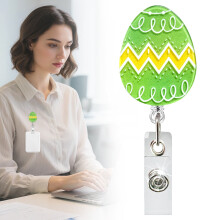 Easter Badge Reel Retractable with Cute Peep Design, Durable Nylon Cord & Alligator Clip, Nurse RN CNA Medical Worker ID Holder, Acrylic Charm