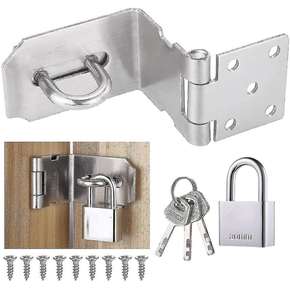 Right Angle Padlock Hasp Latch 90 Stainless Steel 3 In Or 9362892774294