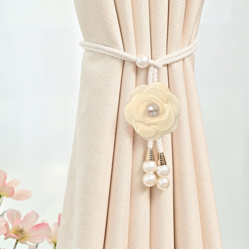 Camellia Pearl Curtain Tiebacks Adjustable Braided Rope 2