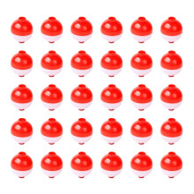 30pcs Fishing Bobbers 1.25 Inch Snap on Float Red and White Bobbers Push Button Round Buoy Floats Fishing Tackle