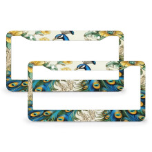 Vintage Peacock License Plate Frame Stainless Aluminum