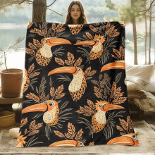 Flannel Blanket Tropical Bird Pattern 100% Cotton