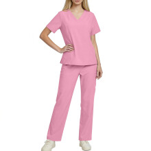 Asdoklhq Plus Size Scrubs Women's Short-Sleeve V-Neck Pink