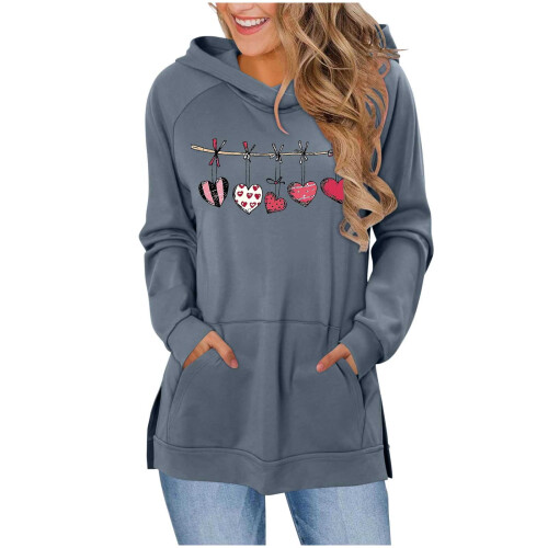 Oversized Damen-Hoodie mit Taschen und Schlitz