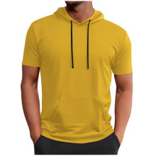 Men's Short Sleeve Tops with Hoodie Workout Gym Lightweight Sweatshirt Spring Summer Pullover Shirts