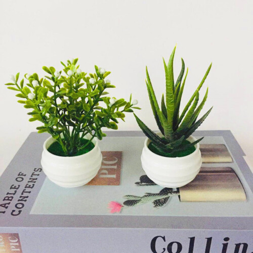 12” Artificial Mini Bonsai Tree in Plastic Pot (2 Count)