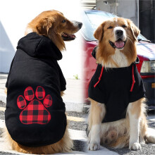 Hundtröjor med hatt och ficka, vindtäta kläder för små, medelstora hundar, rutmönster