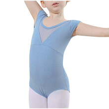 Girls Ballet Leotards Dance Leotards Ruffle Short Sleeve Gymnastics Outfits Light Blue 17-18 Years