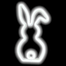 Bunny Tail Neon Night Light for Easter Holiday, Home Decor Table Lamp, Festive Room Decoration Ornament LED Lights, 11" x 5.5", White