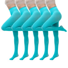 Womens 3PC Large Size Christmas Candy-Colored Tights, Solid Sky Blue Stockings – Compatible with Party Clothing