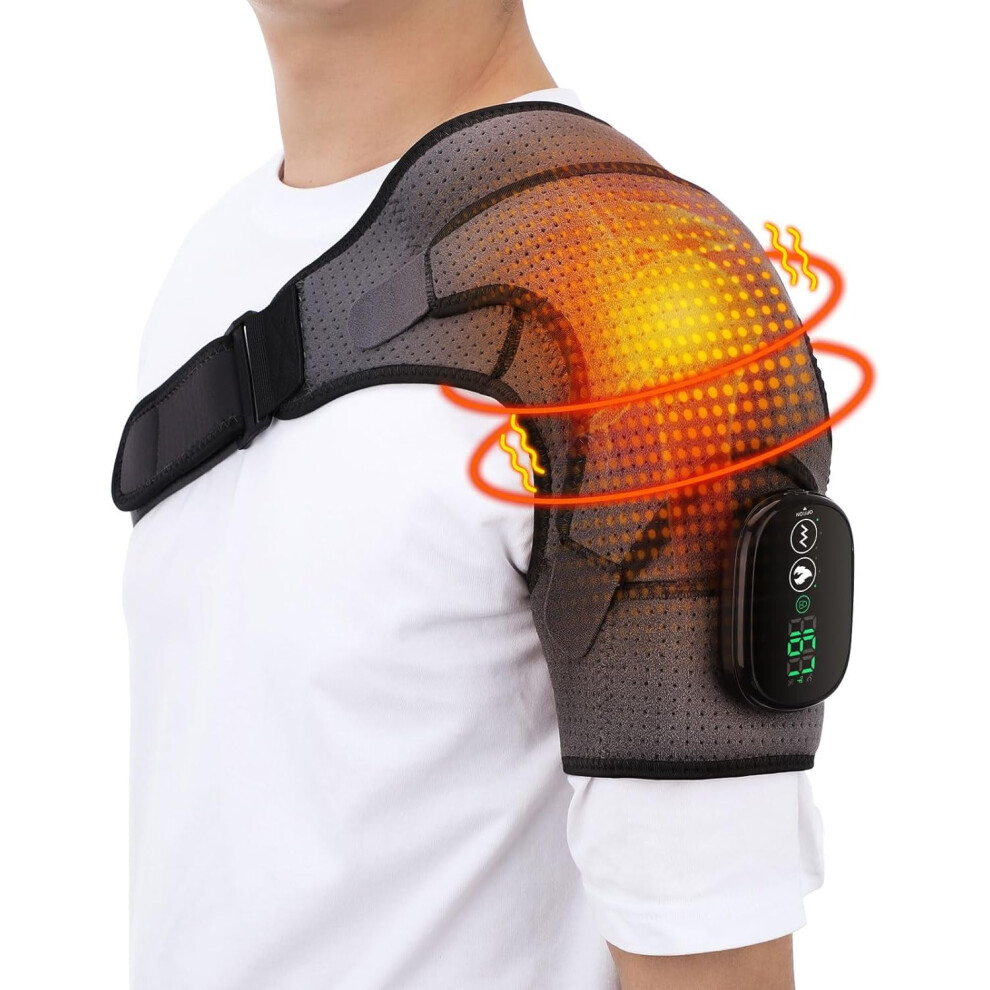Cordless Shoulder Heating Pad with Massage & Vibration, Compatible with Rotator Cuff Pain Relief & Deep Tissue Therapy