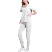 Women's Solid Scrubs Set White 2X