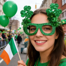 Glitter St. Patrick's Day Glasses, Photo Booth Props & Decor | Shamrock Glasses Compatible with St. Patrick's Day