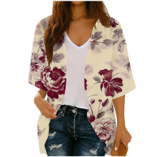 Womens Kimono Beach Cover Up Chiffon Cardigan Floral Tops Loose Capes