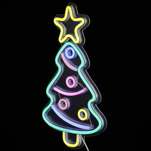 2Pcs White LED Neon Lamp Christmas Tree Decor USB Battery Powered