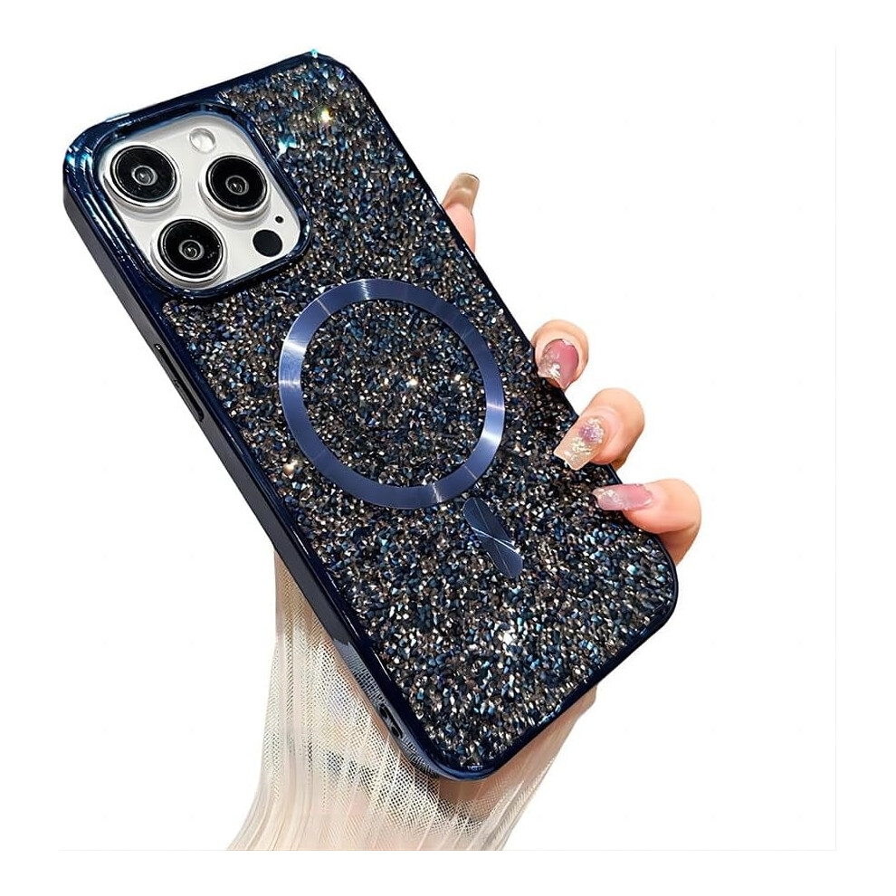 Iphone 15 Pro Max Electroplated Rhinestone Case Blue 9101399792987