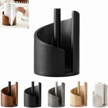 Mountain Paper Towel Holder with Mango Wood Base and Iron Stand for Modern Kitchen and Living Room Countertops
