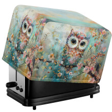 Owl Flower Print Toaster Cover for Kitchen, 4 Slice Polyester Fabric Small Appliance Dust Protector, Adjustable Waterproof Toaster Oven Cover