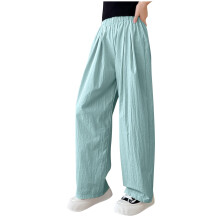 Girls Wide Leg Pants Casual Flowy Elastic Waist Palazzo Harem Trousers with Pockets Light Blue 4-5 Years