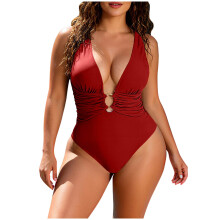 Women's One-Piece Swimsuit V-Neck Cutout Tummy Control