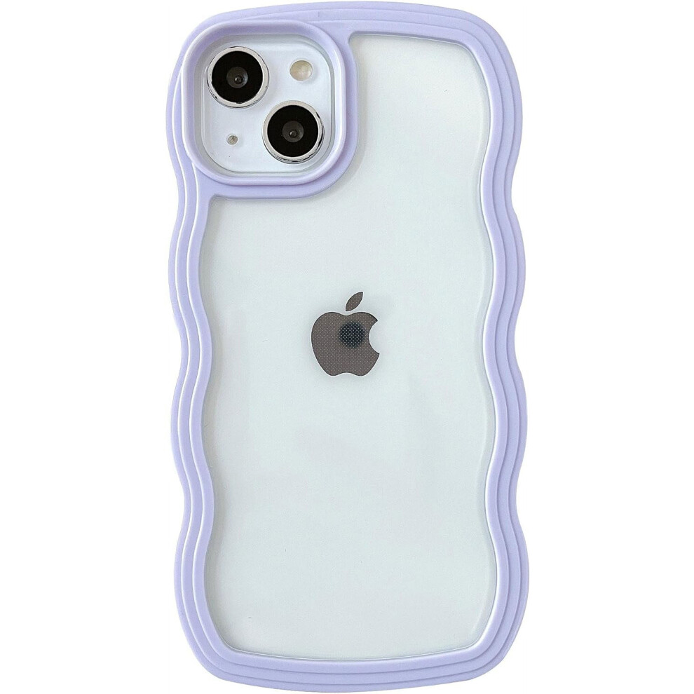 Cute Curly Wave Frame Shockproof Case For Iphone 15 Plus (Purple) Â Compatible With Iphone 15 Plus Purple 9336866716986