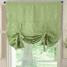 Green Blackout Tie-Up Shade Curtains with Star Pattern, Thermal Insulated, Adjustable Balloon Design, Rod Pocket (46"x63") – Compatible with
