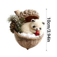 Forest Animal Acorn Ornaments, Cozy Xmas Tree Decor – Personalized Pine Cone Animal with Holly, Woodland Snow Creature, Compatible with White Bear