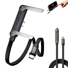 240W 2-in-1 Invisible Holder Charger Cable with Built-in Stand, 4.9FT USB-C, 90 Right Angle, Compatible with Laptop/Tablet/Smartphone