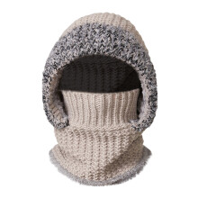 3-in-1 Fuzzy Winter Hat & Scarf for Women, Windproof Beanie, Knit Hood Hat, Gray, One Size, Compatible with Cold Weather