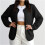 Damen-Fleecejacke, einfarbig schwarz, langärmlig, Größe XL 2