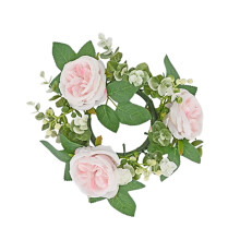 Faux Austen Rose Wreath 8 inch for Candle Cup