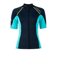 Womens 1.5mm Neoprene Wetsuit Top Short Sleeve Thermal Rash Guard for Snorkeling Surfing Warm Water Protection