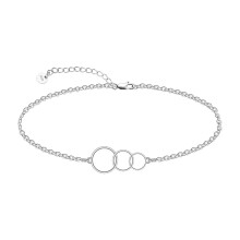 Sterling Silver Interlock Circles Anklet, 10.7-Inch Cable Chain