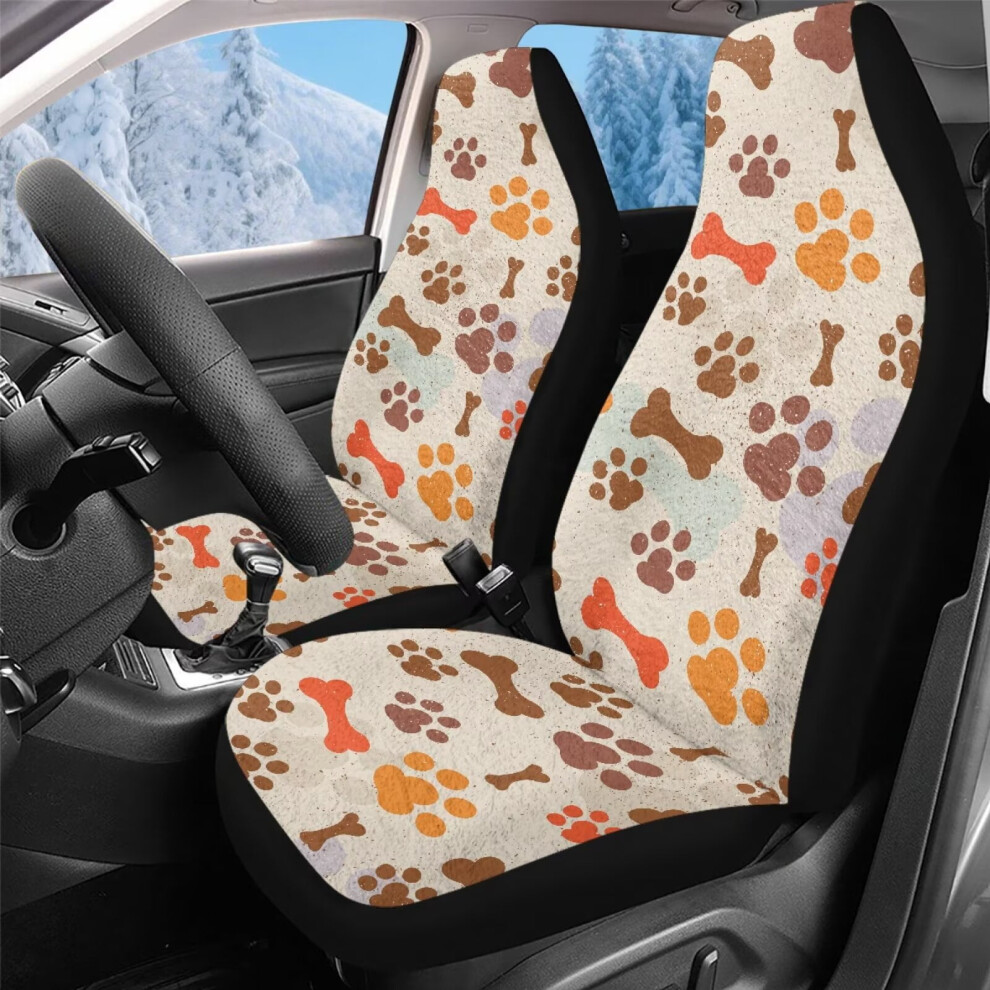 4-Season Car Seat Covers, Cute Dog Paw Design, 2Pcs Universal Auto Seat Protectors Compatible With Most Cars, Suvs, Trucks, Vans Coral 9178400150081
