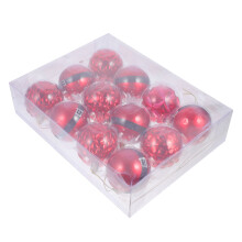 12Pcs Xmas Party Balls Red Plastic Hanging Decor for Christmas Tree