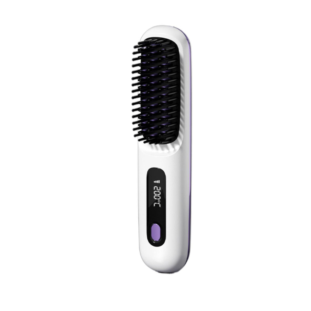 Wireless Hair Straightening Brush â Portable Dual-Function Ionic Hair Straightener & Curler for Effortless Styling