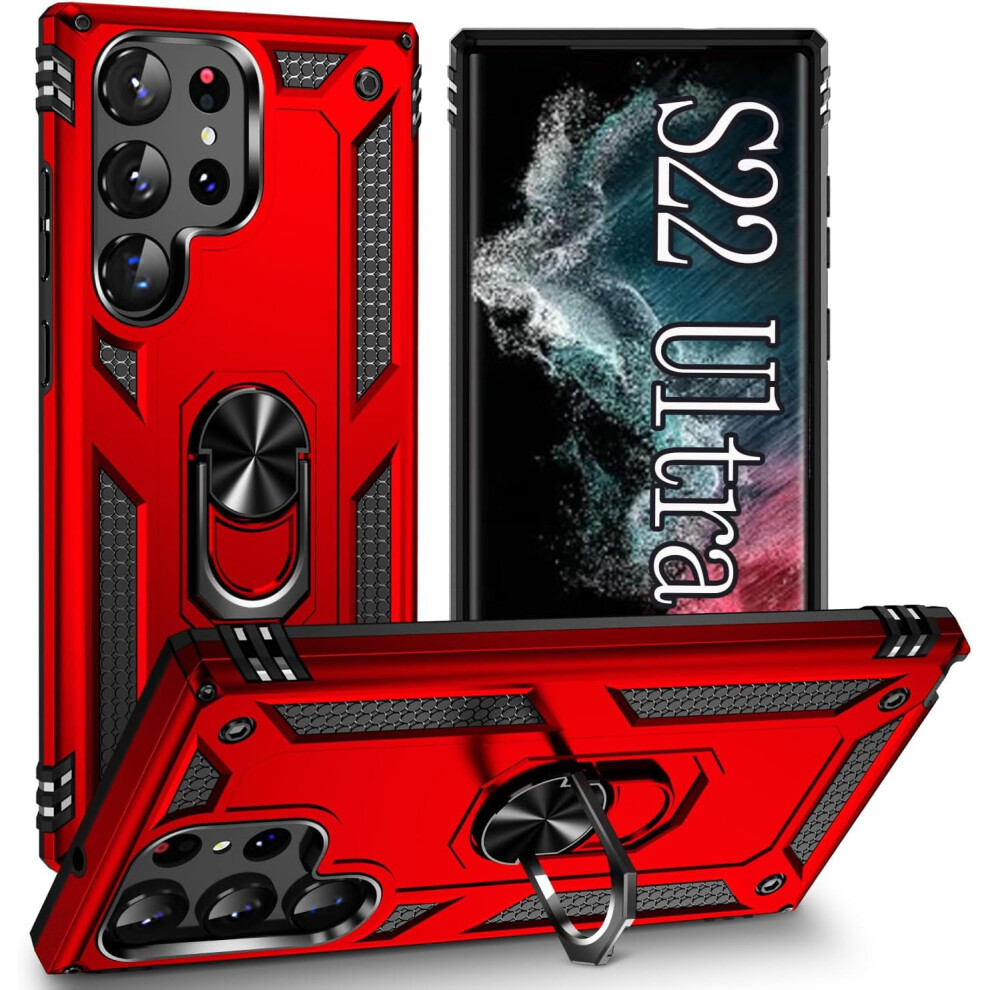 S22 Ultra Case: Compatible With Samsung Galaxy S22 Ultra, 6.8", Rugged Drop Protection With Stand Â Red 9336866719307