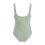 Women's Ribbed One-Piece Swimsuit Square Neck Modest 6