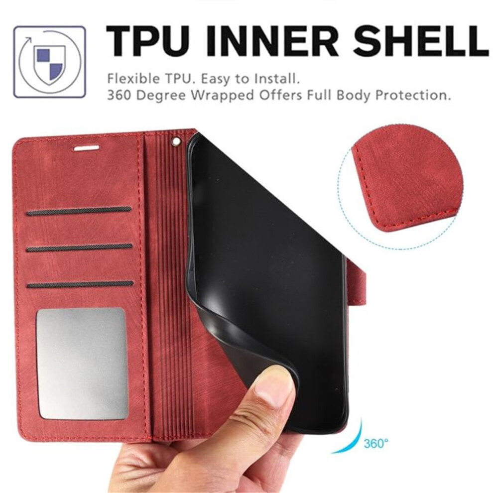 Leather Flip Wallet Case For Iphone 15 Red 9152228989016