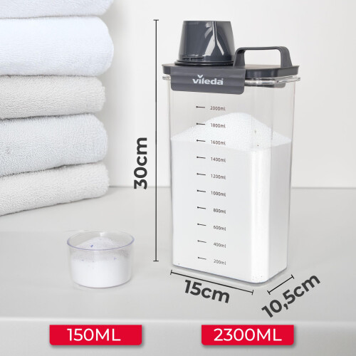 Vileda Vileda Detergent Box 2300 ml Grey ? Practical Storage for Washing Powder ? Includes Measuring Cup for Precise Dosing ? Airtight & Space-saving 1