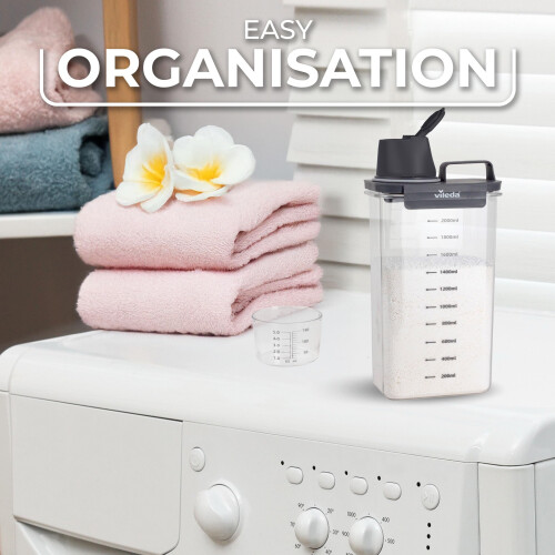Vileda Vileda Detergent Box 2300 ml Grey ? Practical Storage for Washing Powder ? Includes Measuring Cup for Precise Dosing ? Airtight & Space-saving 2