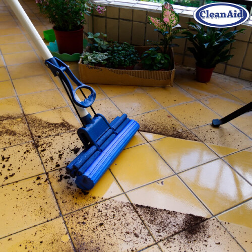 CleanAid? OneTouch Easy Mop with Wring Function Super Absorbent PVA Sponge with Telescopic Pole OneTouch EASY Wischer 1