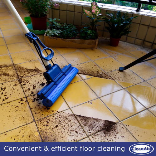 CleanAid? OneTouch Easy Mop with Wring Function Super Absorbent PVA Sponge with Telescopic Pole OneTouch EASY Wischer 2