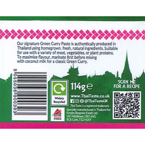 Thai Taste Green Curry Paste 114g 2