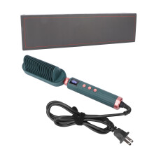 Electric Hair Styling Tool With Dual Voltage Compatibility, 2In1Heated Brush For Straightening And Curling With Auto Shut Off Feature, LCD Screen
