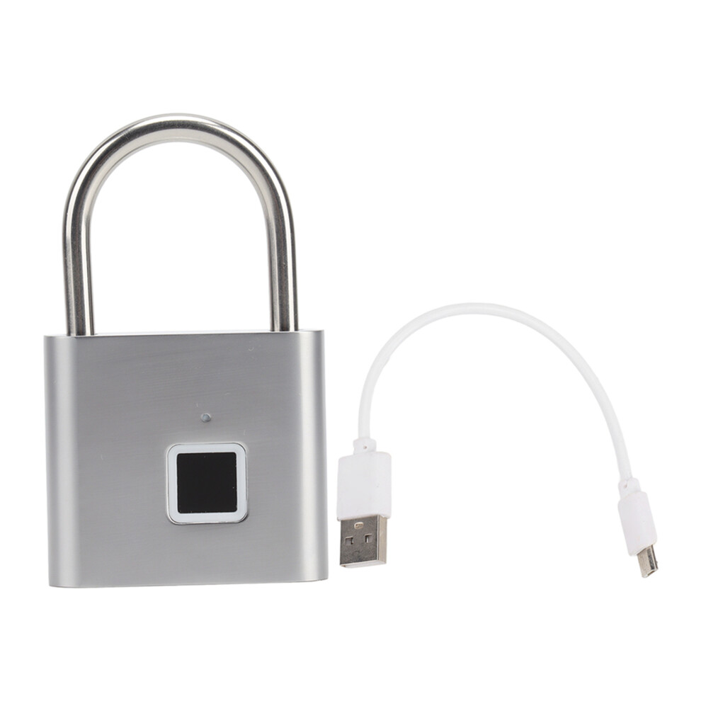 Keyless Biometric Lock Fingerprint Padlock Smart Usb Charging Fast Unlock Stainless Steel Shackle Low Power Consumption Waterproof Secure Lock For 9180479378471